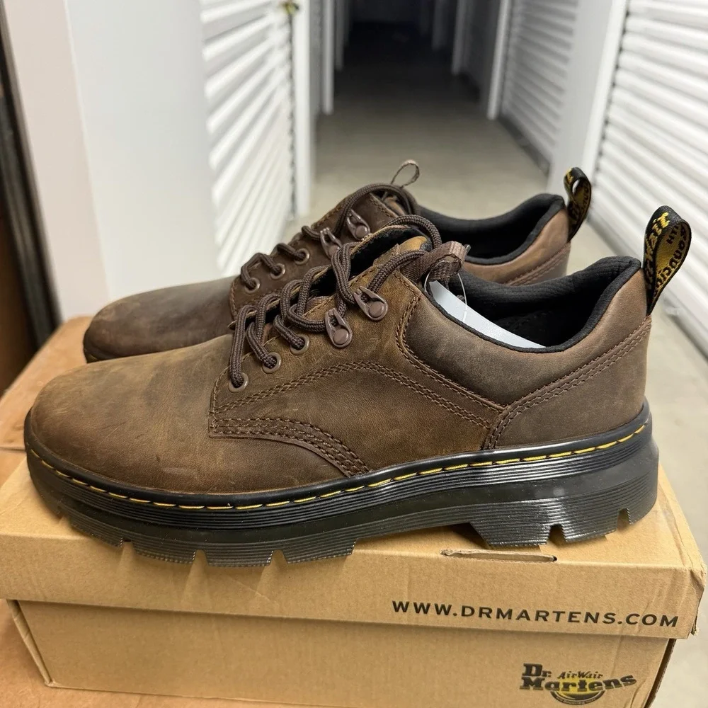 Dr. Martens Reeder Brown Leather Oxford Shoes Men's Size 10 Lug Sole AirWair